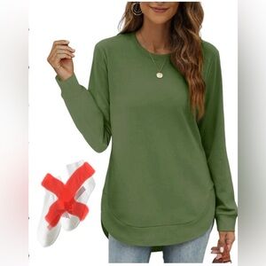 Chic green Long Sleeve Women's Top